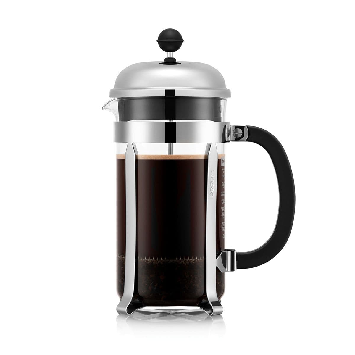 Bodum 34oz Chambord French Press Coffee Maker, High-Heat Borosilicate Glass, Polished Stainless Steel – Made in Portugal