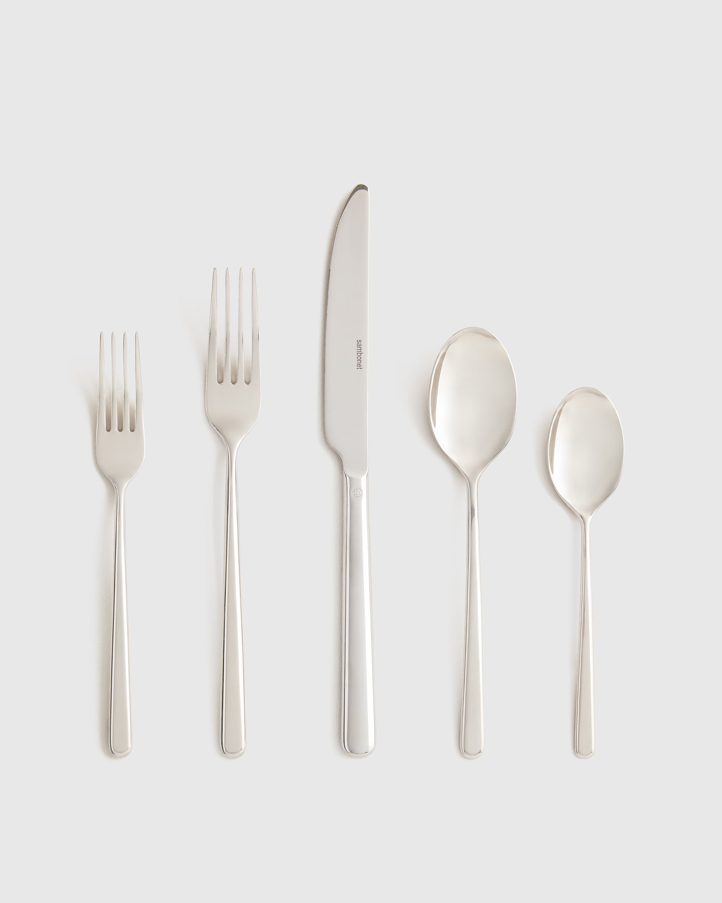 Gia Minimalist 20 Piece Flatware Set in Polished Stainless Steel